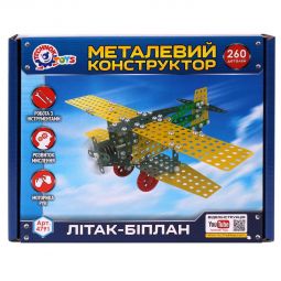 Конструктор металлический «Самолет-биплан» 260 дет