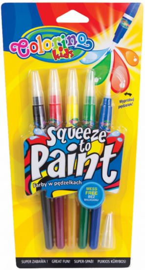 Ручки с кисточкой наполненной краской 5 цветов - фото 1