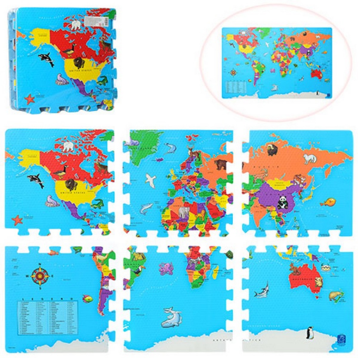 Детский коврик Мозаика «Карта мира» M2612