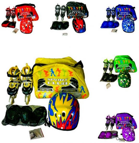 Ролики раздвижные с защитой и шлемом 6 цветов - фото 1