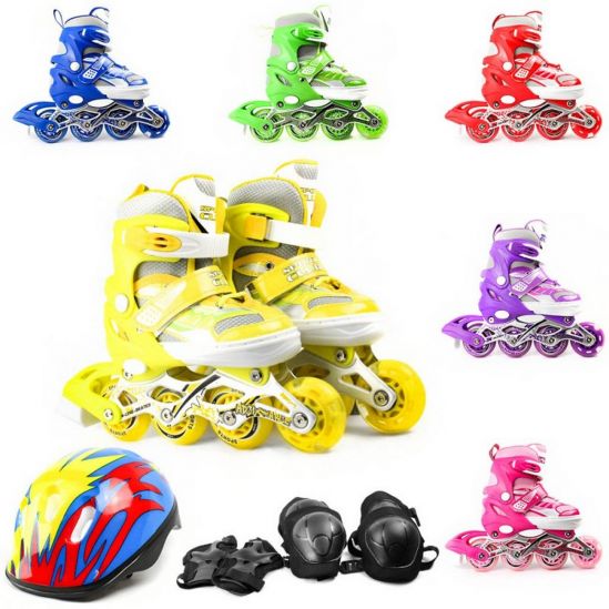 Ролики с PU-колесами с защитой и шлемом 6 цветов - фото 1