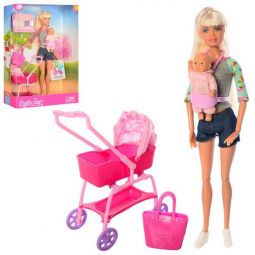 Кукла Defa шарнирная с коляской и пупсом