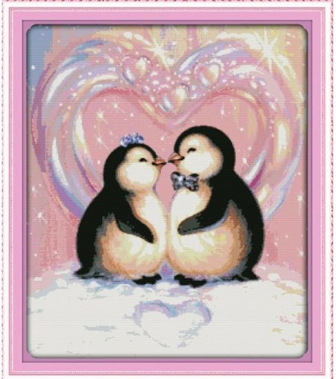 Набор для вышивания крестиком «Любовь пингвинов» - фото 1