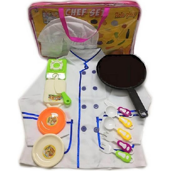 Игровой набор с поварским кителем и плитой с посудой - фото 1