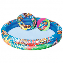 Детский надувной бассейн «Подводный мир» с кругом и мячиком Bestway 51124