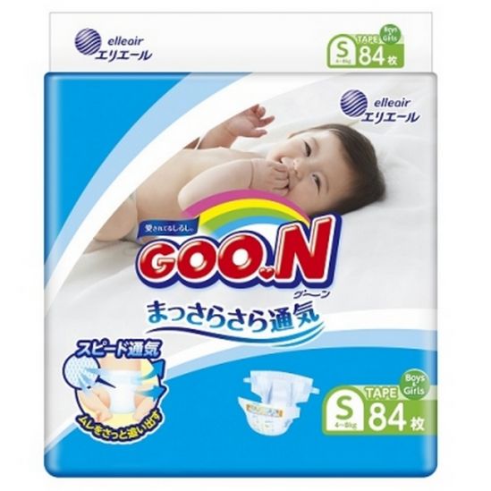 Подгузники Goo.N для детей 4-8 кг размер S на липучках унисекс 84 шт - фото 1