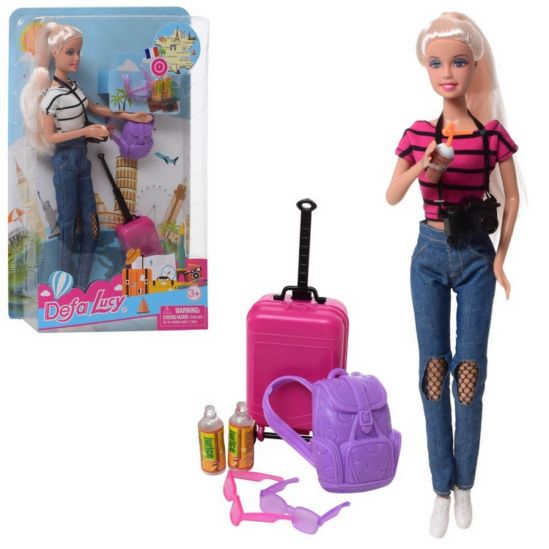 Кукла Defa с фотоаппаратом и багажом 2 цвета - фото 1