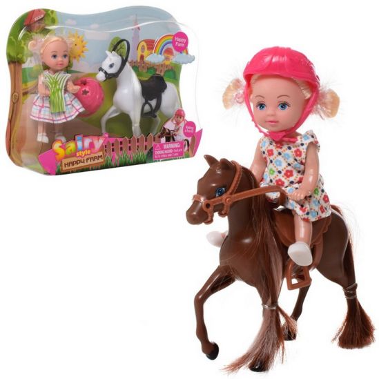 Кукла маленькая Defa с лошадкой и шлемом 2 вида - фото 1