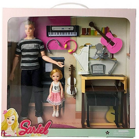 Кукла Кен шарнирный с дочкой и музыкальными инструментами - фото 2