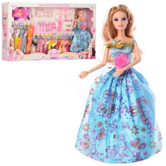 Кукла шарнирная с платьями и посудой - фото 1