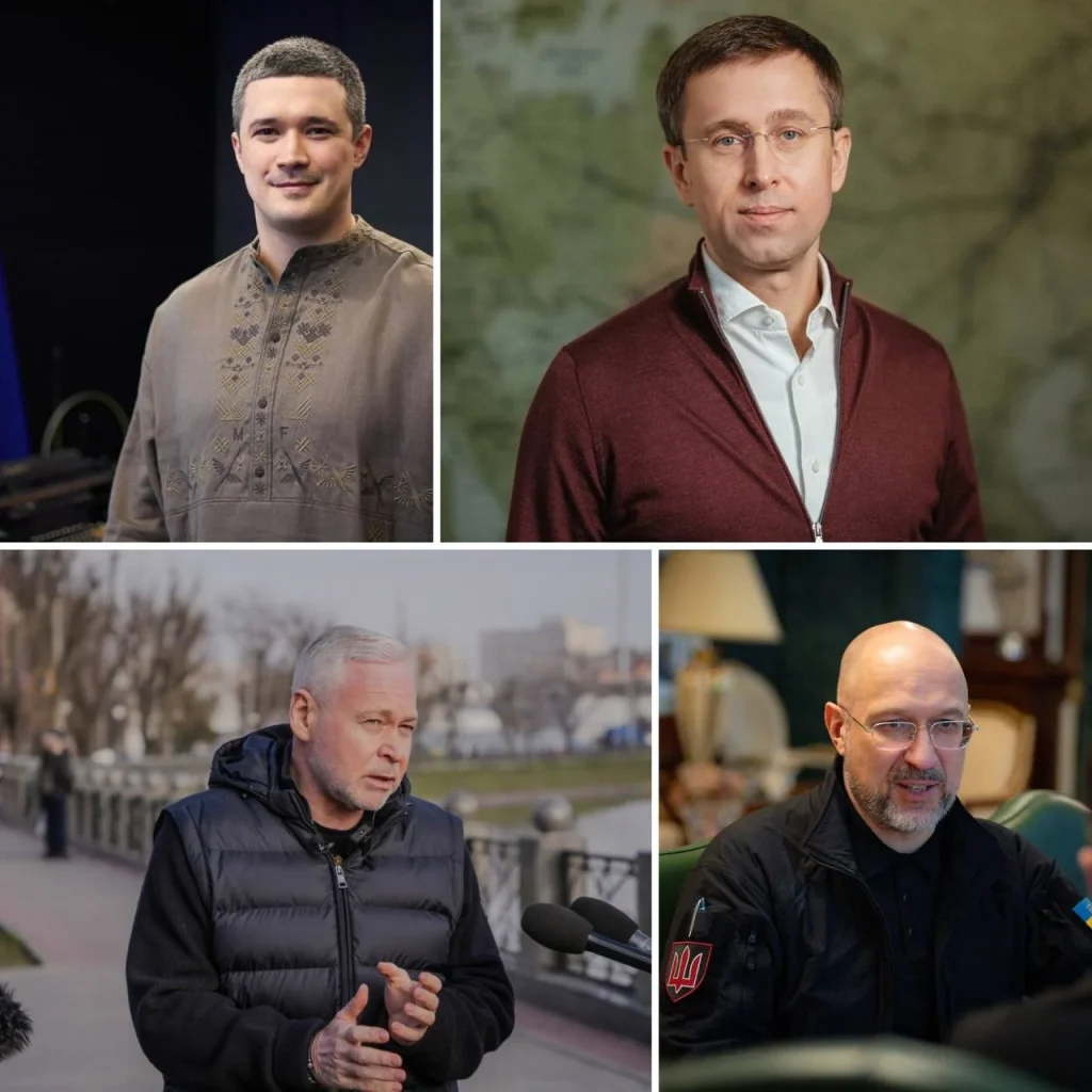Колаж портретів чотирьох кандидатів на премєр-міністра: Корецький, Шмигаль, Федоров, Терехов